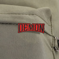 Épinglette en émail avec texte gothique démoniaque en lettres épaisses pour veste, sac à dos et tenue décontractée, accessoire de mode et de décoration