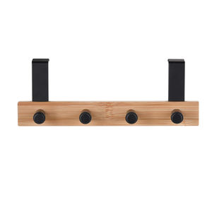 <span class=keywords><strong>Porte</strong></span>-<span class=keywords><strong>manteau</strong></span> en bois pour serviettes, <span class=keywords><strong>étagère</strong></span> <span class=keywords><strong>murale</strong></span> en acier inoxydable, crochet coulissant, 5 crochets - Product Image 4