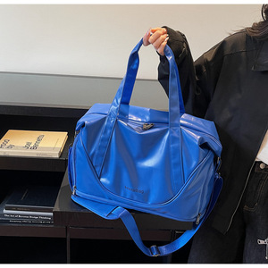 Nouveau sac de voyage unisexe en cuir PU souple avec fermeture éclair, grande capacité, sac de sport portable avec séparation humide/sec pour yoga et gym - Product Image 2