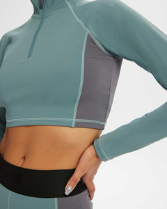 A buon mercato Su Misura Misura Stretta A Maniche Lunghe Più Il Formato <span class=keywords><strong>Manica</strong></span> Lunga Logo Personalizzato Crop Top Donna - Product Image 2