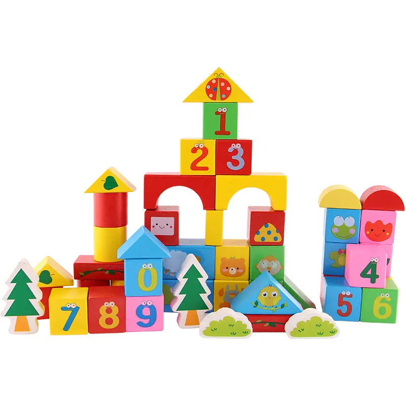 Customization Children's Building Blocks Baby Toddler Baby 1-2-3 Year-old Girl Boy Wood Educational Assembled Toys