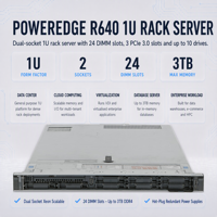 Serveur Rack d'occasion R640 R610 R620 R630 R650 R660 1U Hot Swap pour Centre de Données, Hyperconvergé, NVMe, Analytique et Applications