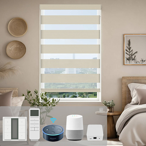SAMADHI Automatic Motorized Double-Layer Smart <b>Window</b> Shades Home WiFi Control Zebra Blinds <b>Curtains</b> Fabric Plain - Product Image 1