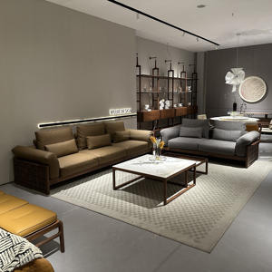 ชุดโซฟาหนังวอลนัทเหนือระดับไฮเอนด์สไตล์จีนดั้งเดิมดีไซน์เรียบง่ายสำหรับโซฟาในห้องนั่งเล่นโรงแรม - Product Image 5