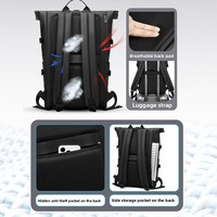 Sac à dos de voyage tendance et élégant en PVC imperméable à bords roulés, grande capacité, pour hommes, sac pour ordinateur portable pour étudiants