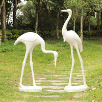 Sculpture d'égret en fibre de verre, entièrement faite à la main, ornements abstraits modernes et minimalistes pour centre commercial, jardin, aménagement paysager