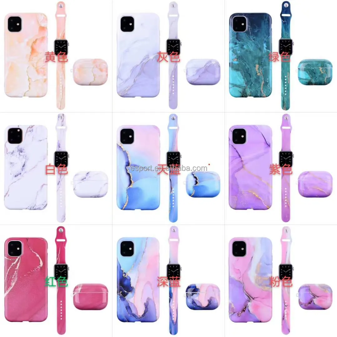 3 in 1 set Luxury Holographic Presbyopia phone case for Apple for iPhone , band strap Bundle + case for airpods