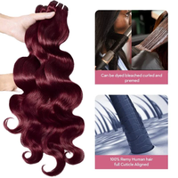 Extensions de cheveux humains colorés rouges 100% naturels, mèches brutes vietnamiennes