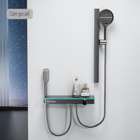 Robinet de douche thermostatique numérique à affichage LED pour salle de bain, ensemble de pommeau de douche 3 fonctions avec jet de pluie doux