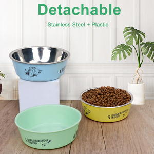 Mangkuk makanan hewan peliharaan, mangkuk anjing kucing logam Stainless Steel dapat dilepas untuk makanan air dan kering - Product Image 2