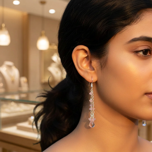Boucles d'oreilles pendantes romantiques en pierre naturelle goutte d'eau pour femme, bijoux de mariage en alliage plaqué argent, tendance - Product Image 3