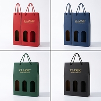 Caja de Regalo Corrugada Personalizada para Vino Tinto y Whisky, Bolsa de Transporte de Alta Gama con Ventanas para Vino/Whisky, Impresión a Cuatro Colores