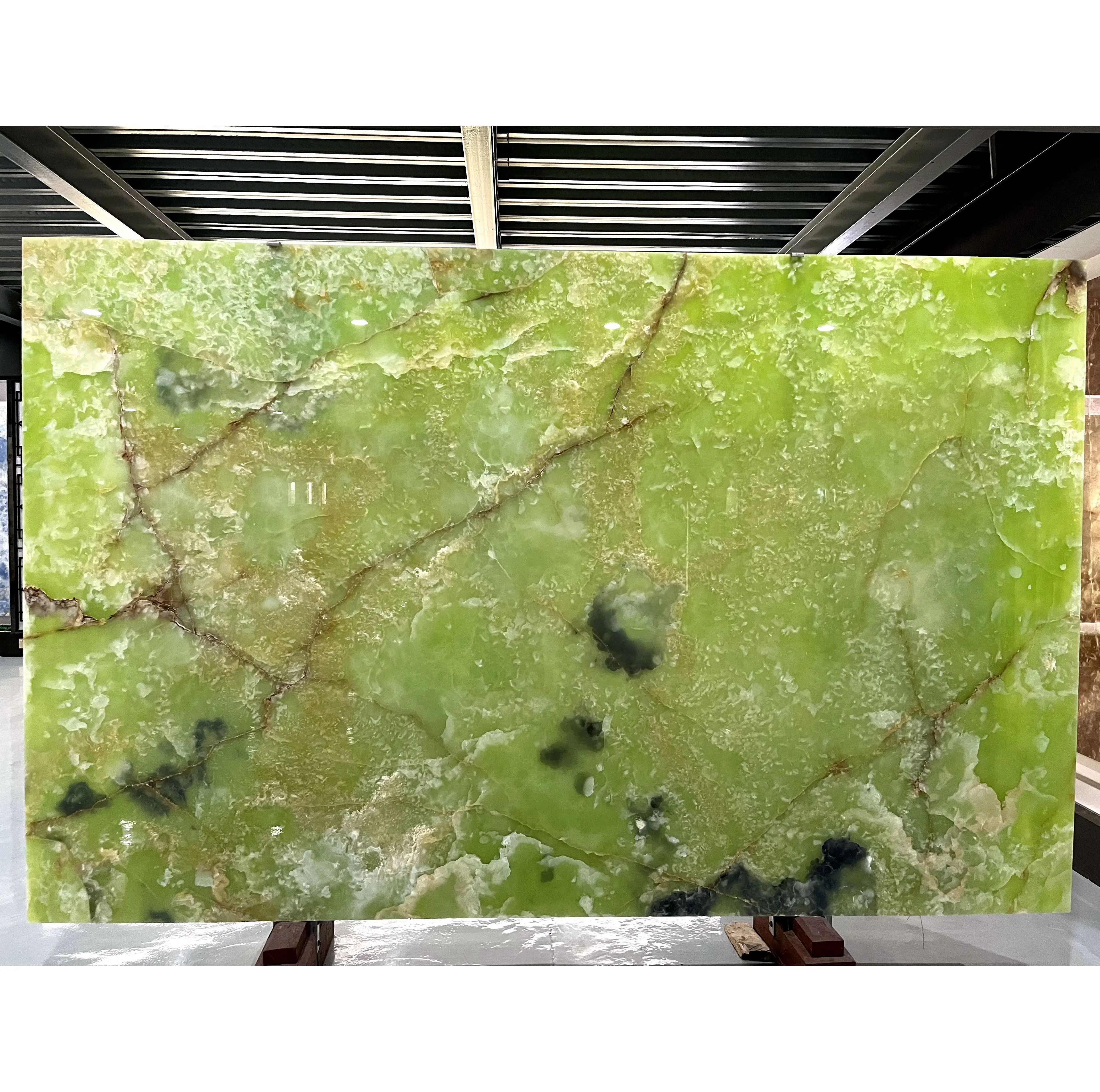 半透明ライトグリーンオニキスパキスタンイラングリーンオニキス大理石石スラブ赤静脈マーモアノニックスマーブ