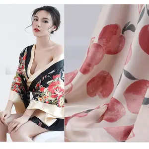 Polyester Spandex Printed Silk Satin Fabric For Sleepwear Loungewear Pajamas Sleepcoat Nightgown Nightshirt nightwear