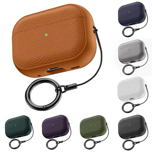 Étui pour AirPods en cuir texturé Litchi pour AirPods 4 3 Pro 2 3, protection d'écouteurs épaissie antichoc - Product Image 1