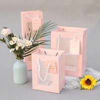 Nouveau sac à main avec fenêtre transparente, sac cadeau, sac de présentation pour fleurs et poupées, sac cadeau pour la Fête des Mères et la Saint-Valentin, épaissi