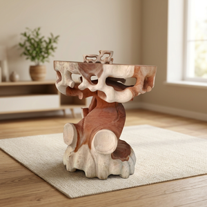 Antique Wooden <b>Stool</b> made of Suar Wood in Natural Color for Home Furniture, Living Room Furniture, Hotel & Villa - Product Image 1
