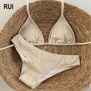 RUIQUWIN Women 2 Piece Bikini Set High Waist Rhinestone Crochet Swimsuit Custom Logo Wholesale Beachwear - Product Image 1
