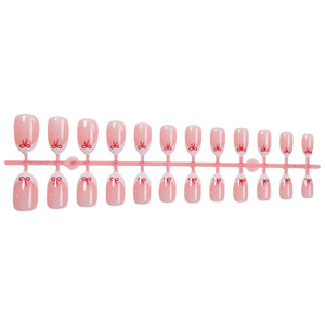 24 <span class=keywords><strong>Uñas</strong></span> Acrílicas con Punta Francesa, Recubrimiento de Gel UV, Diseño Ovalado Corto Ecológico para el Día de San Valentín, Material ABS - Product Image 5