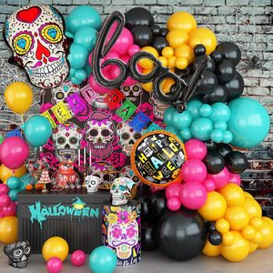 Kit d'arche de ballons Jour des Morts en latex coloré, crâne Dia De Los Muertos, BOO, Halloween, en aluminium, pour décoration d'autel de carnaval mexicain - Product Image 1