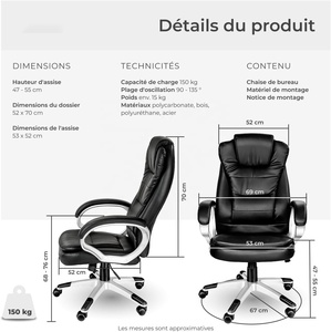 Chaise de bureau contemporaine et élégante, chaise de gaming pivotante pour ordinateur à domicile, offrant un confort pur, pour adultes, avec service client. - Product Image 6