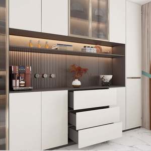 ตู้ไซด์บอร์ดไม้เนื้อแข็งสไตล์โมเดิร์นหรูหรา สำหรับห้องครัว ห้องนั่งเล่น เฟอร์นิเจอร์บ้าน พร้อมฟังก์ชั่นจัดเก็บและโชว์ไวน์ ตกแต่งสวยงาม - Product Image 5