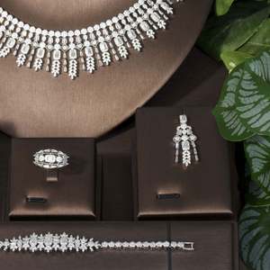 Collar grande de Zirconia cúbica brillante, regalo de dama de honor, conjunto de joyería de banquete de Boda nupcial de lujo para mujer, accesorios para mujer - Product Image 3