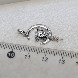 Boucles d'oreilles en argent S925, motif cerf de Noël, simple, perle princesse, accessoires de bricolage, pendentifs vides de 8 à 9 pouces, breloques tendance - Product Image 5