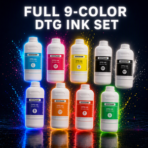 Juego de Tintas DTG de 9 Colores CMYK Blanco para Impresoras XP600 I1600 I3200 L1800, Compatible con Impresión de Camisetas al por Mayor - Product Image 1