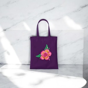 Tote floral púrpura de lujo con mango Flexiloop e impresión de hierro para marca DIY creativa personalizada - Product Image 4