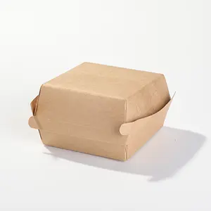 Biểu tượng tùy chỉnh cấp thực phẩm dùng một lần thức ăn nhanh bao bì giấy kraft bánh hamburger vỏ sò Burger hộp bán buôn