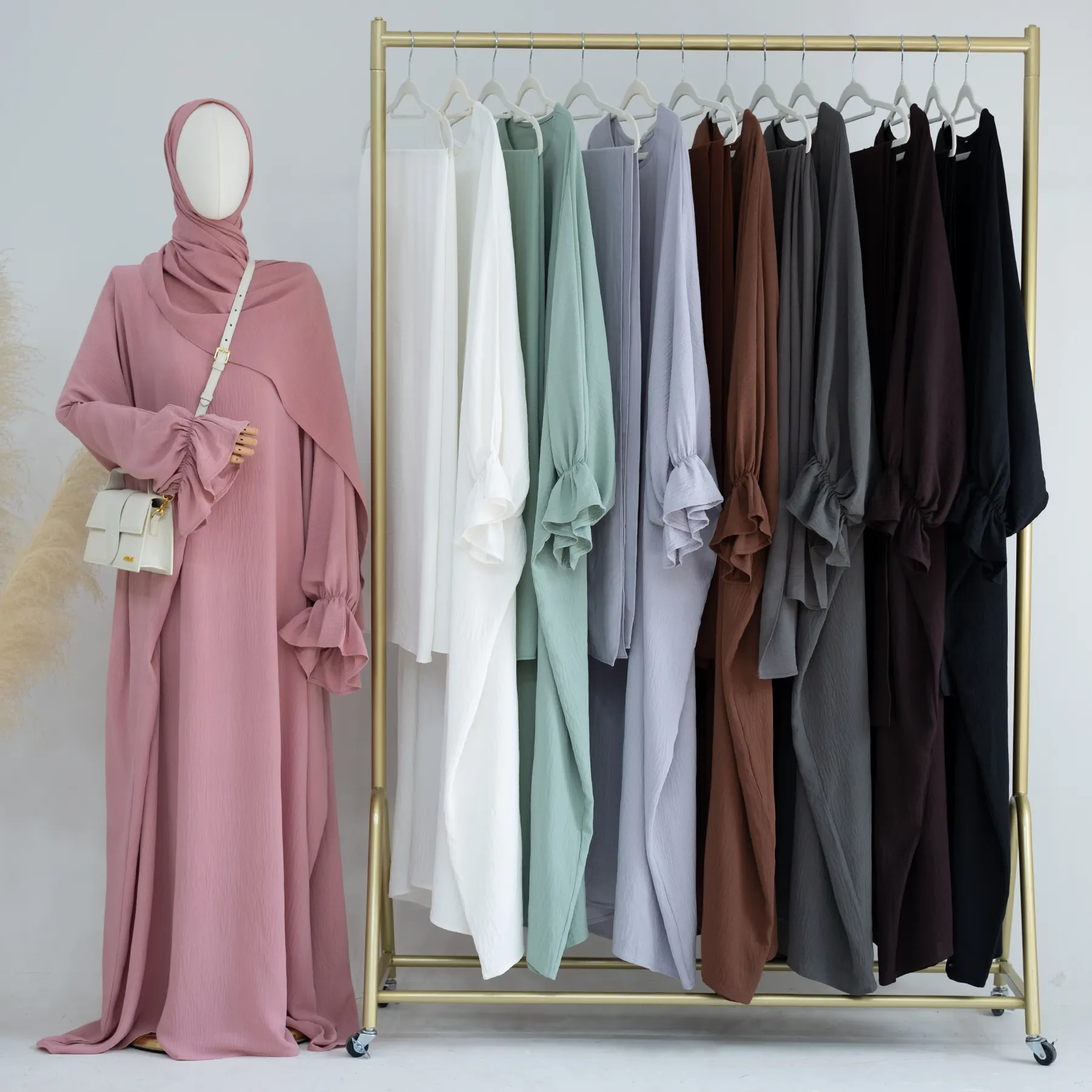 Großhandel Plus Size EID Ramadan Bescheidene Türkei Dubai Abaya Islamische Kleidung Frauen Muslim Hijab Kleid Schmetterling Krepp Jazz Abaya