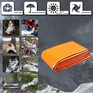Couverture de survie thermique en Mylar imperméable orange 130*210 cm pour situations d'urgence, avec logo personnalisé - Product Image 4
