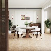 Table et chaises de salle à manger en dalle de roche, rondes, pour usage domestique, couleur blanc pur, assemblées, extensibles, ensemble de salle à manger simple
