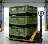 Paleta de Plástico HDPE Resistente con Entrada de 4 Vías para Logística de Cadena de Frío, Construcción Reciclable, Ideal para Almacenes Industriales