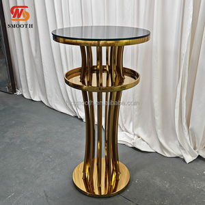 Table ronde haute en acier inoxydable doré de haute qualité pour la décoration d'événements - Product Image 1