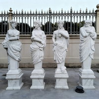 Statue de Dame Grandeur Nature en Marbre Blanc Poli, Design Européen, Personnalisable, Sculpture Quatre Saisons, Durable, Faite à la Main, pour Jardin et Villa