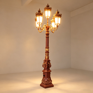 Lampadaire LED rétro européen en aluminium et fonte, étanche IP65, AC 85-265V, blanc chaud, pour jardin et aménagement paysager - Product Image 4
