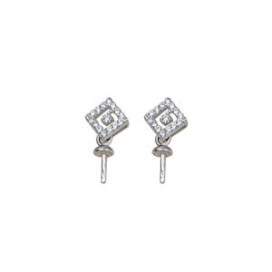 Accessoires de bricolage, pendentif carré en argent S925 avec petite tête de clou d'oreille, boucles d'oreilles à perle vide, support de bijoux semi-finis - emballé - Product Image 5