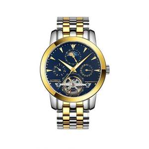 Reloj Mecánico Tourbillon de Oro al por Mayor, Relojes Automáticos Esqueletizados de Lujo para Hombre con Fase Lunar, Resistentes al Agua - Product Image 3