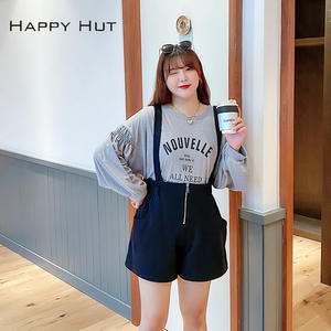 Shorts taille haute pour femmes grandes tailles avec poches en coton noir N7776 - Product Image 3