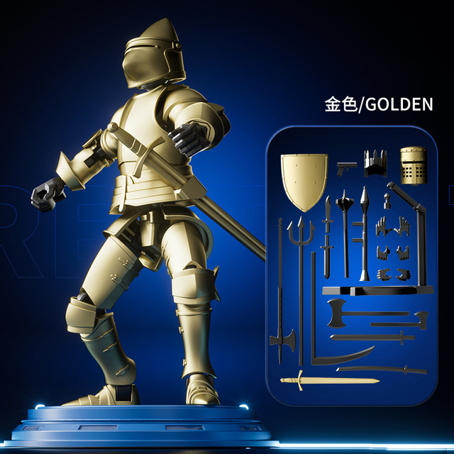 Desktop Decoration Multi-Jointed Movable Action Figure Medieval Warrior Collectible Figure Knight Armor Action Figure Toy
