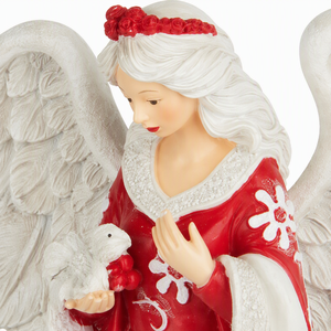 Statuetta <span class=keywords><strong>Angelo</strong></span> Bianco in Resina con Abito Rosso, <span class=keywords><strong>Ali</strong></span> e Colomba, Decorazione Natalizia Religiosa, Ornamento da Tavolo da Collezione, Regalo all'Ingrosso - Product Image 3