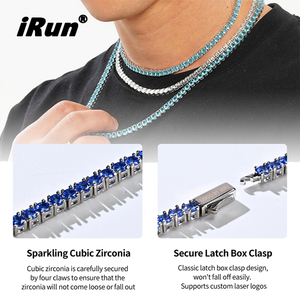 Collar de Cadena de Tenis con Circonitas Cúbicas Personalizado IRun, Collar de Cadena de Diamantes con Incrustaciones de Acero Inoxidable, Gargantilla de Circonitas, Collar de Tenis - Product Image 3