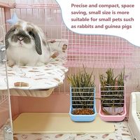 2 pièces, mangeoire à foin double couche 2 en 1, bol d'alimentation pour lapins, support à foin pour cochon d'Inde, chinchilla, hamster, rose + bleu