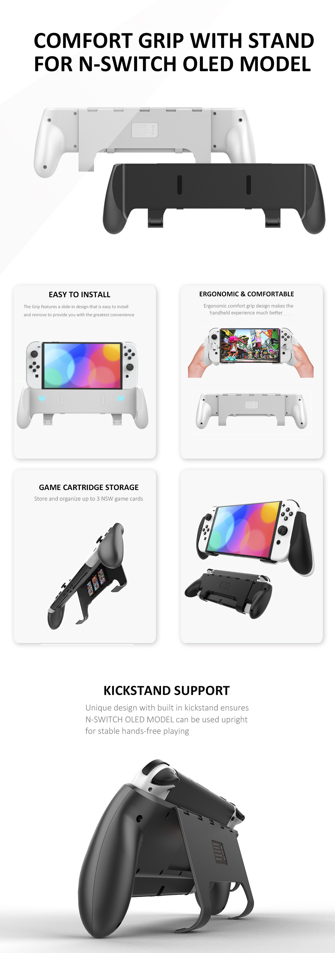 Hand Grip Stand For Nintend Switch OLED Model Comfortable