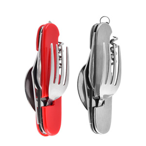 Couteau de camping multifonction personnalisé en gros, couteau pliant de voyage, fourchette et cuillère avec ouvre-bouteille/décapsuleur - Product Image 5