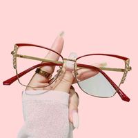 Nouvelles lunettes de soleil pour femmes, style œil de chat, monture intégrale en métal, verres PC, anti-lumière bleue, pour l'intérieur et l'extérieur