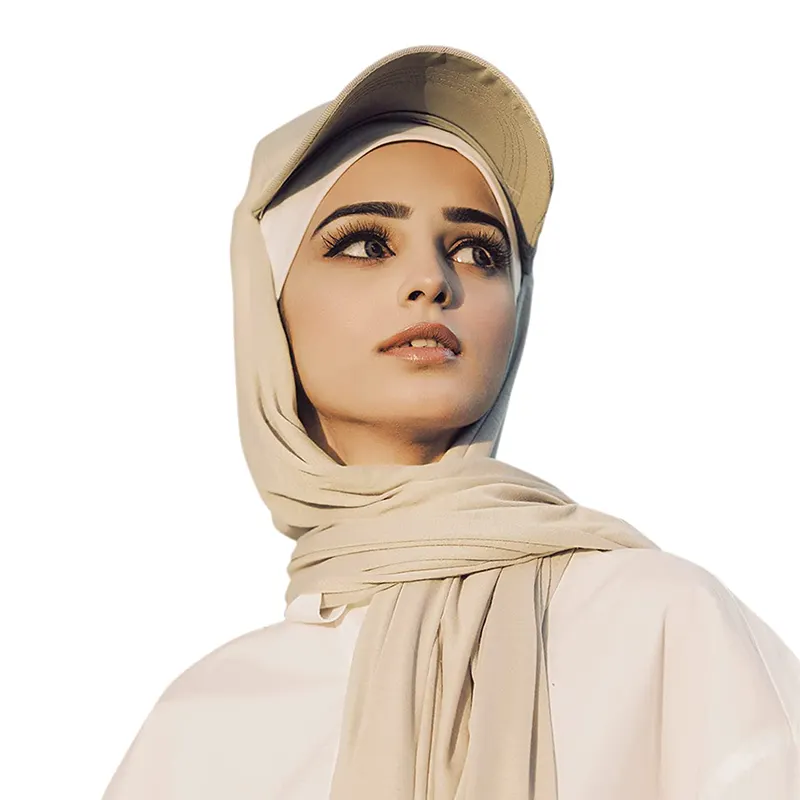 이슬람 저지 Hijab 여성 헤어 밴드 비치 블록 UV 광선 스포츠 태양 모자 스카프 이슬람 스카프 모자 모자