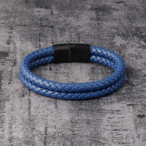 Bracelet en cuir marron foncé tressé avec fermoir magnétique, bijou de mode pour homme, cadeau - Product Image 4